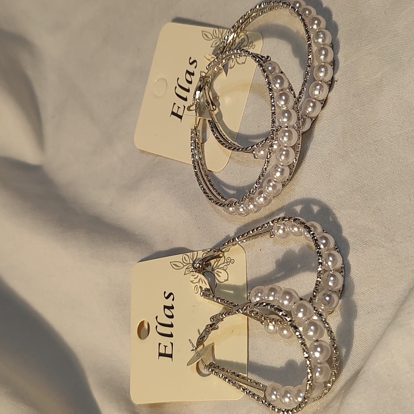 Ellas Silver Plated And Faux Pearl Pierced Earrings Set